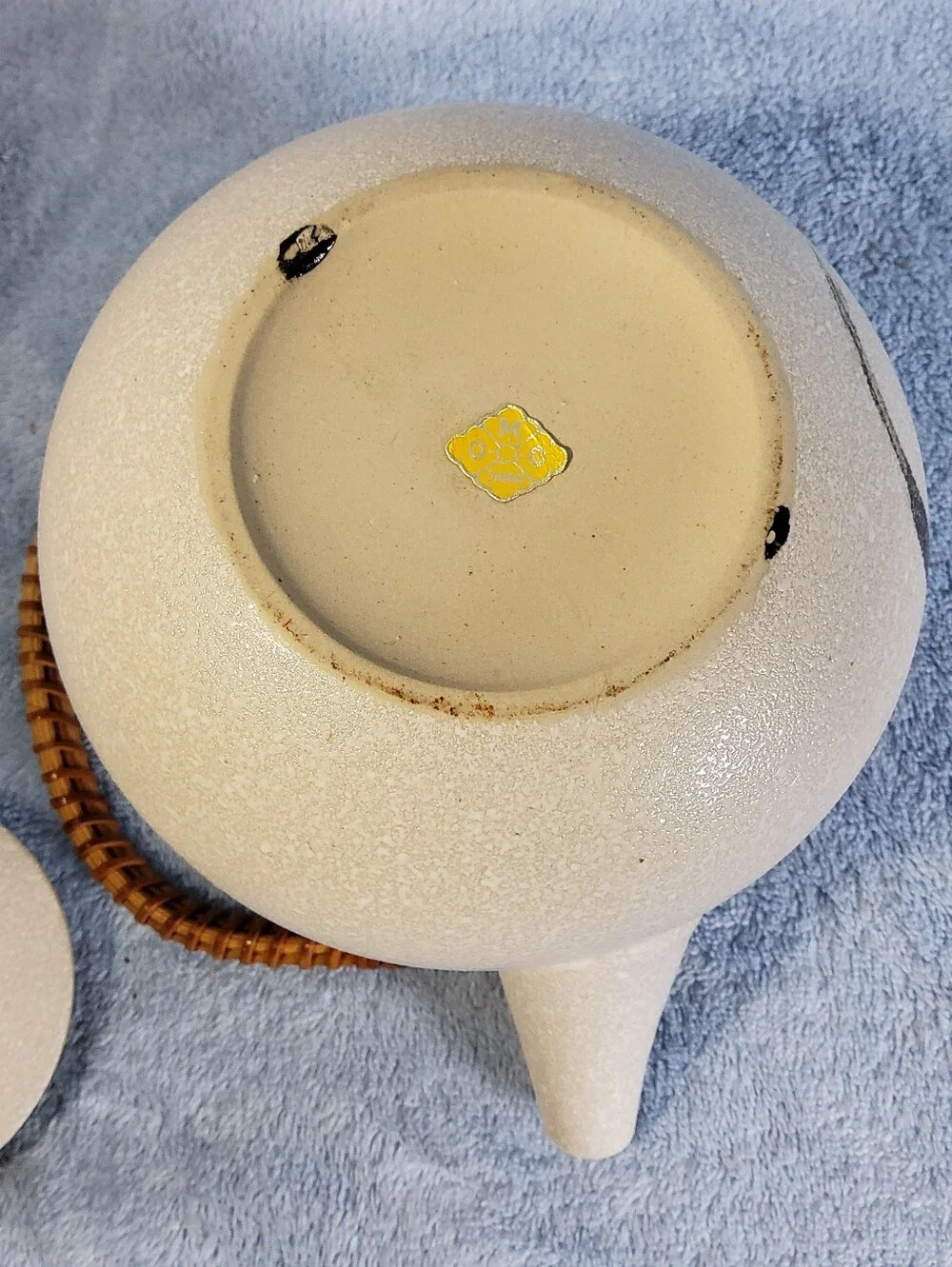Vintage Otagiri OMC Teapot Japanese Stoneware Calligraphy Kanji Bamboo **CHIPPED